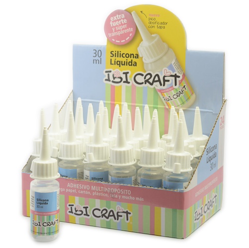 CAJA CON 24 UNIDADES DE SILICONA LÍQUIDA IBI CRAFT. FRASCO 30 ML