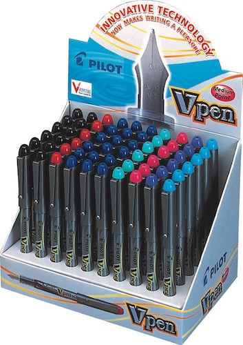 EXHIBIDOR PILOT C/60 PLUMAS V-PEN DE TINTA LIQUIDA, 0.5 MM