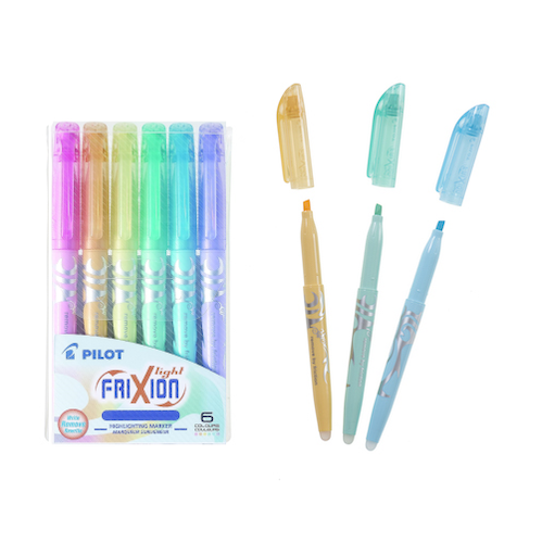 ESTUCHE PILOT FRIXION LIGHT, C/6 RESALTADORES COLORES PASTEL